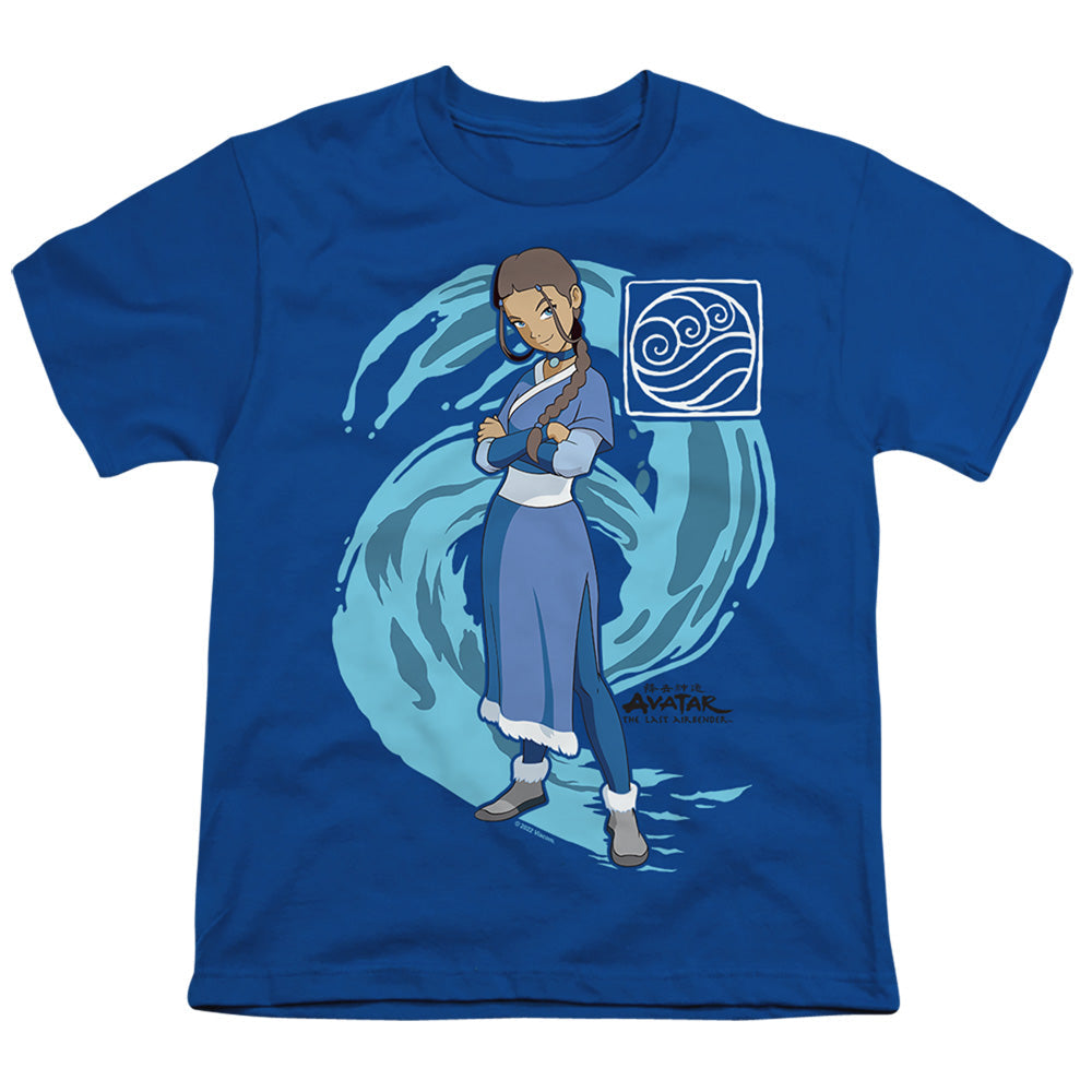 Avatar The Last Airbender Katara Water Wave Kids Youth T Shirt Royal Blue Officially Licensed