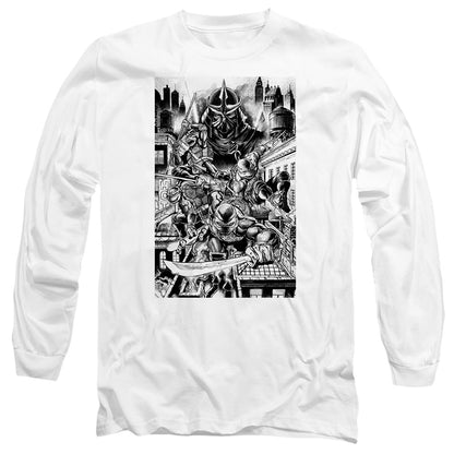Tmnt Take Down Shredder Mens Long Sleeve Shirt White Officially Licensed
