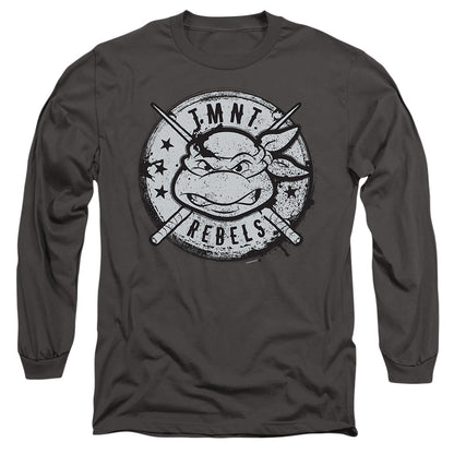 Tmnt Rebels Distressed Logo Mens Long Sleeve Shirt Charcoal Officially Licensed