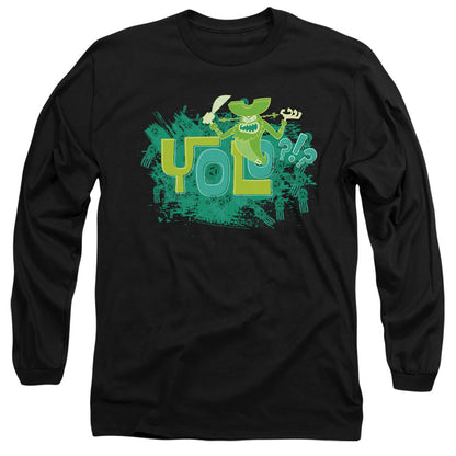 Spongebob Yolo?!? Mens Long Sleeve Shirt Black Officially Licensed