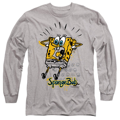Spongebob Shocking! Mens Long Sleeve Shirt Athletic Heather Officially Licensed