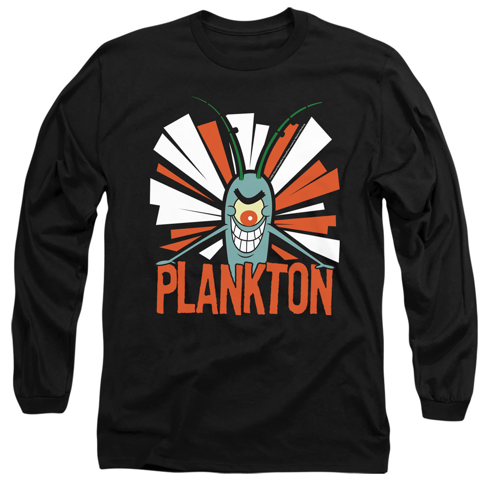 Spongebob Plankton Mens Long Sleeve Shirt Black Officially Licensed