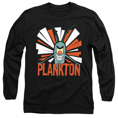 Spongebob Plankton Mens Long Sleeve Shirt Black Officially Licensed