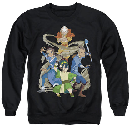 Avatar The Last Airbender Team Avatar Elements Mens Crewneck Sweatshirt Black