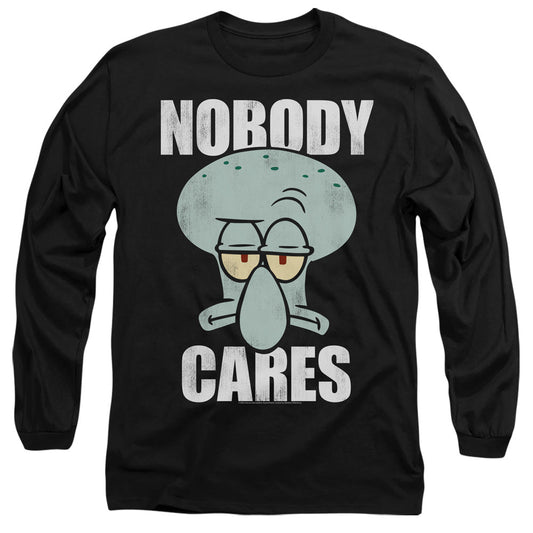 Spongebob Nobody Cares Meme Mens Long Sleeve Shirt Black Officially Licensed