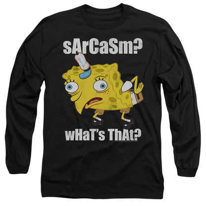 Spongebob Sarcasm Meme Mens Long Sleeve Shirt Black Officially Licensed