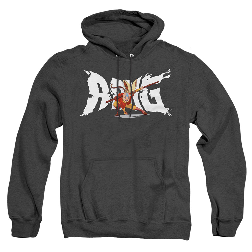 Avatar The Last Airbender Aang And Momo Mens Heather Hoodie Black Officially Licensed