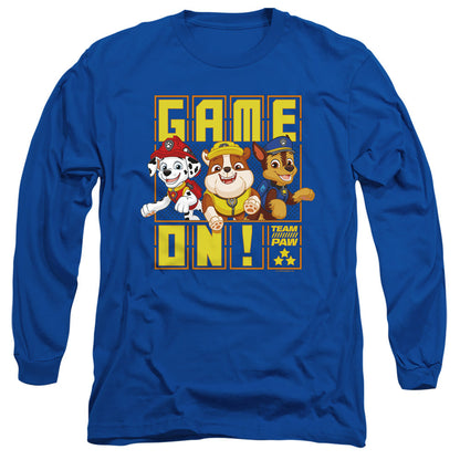 Paw Patrol Game On Team Paw Mens Long Sleeve Shirt Royal Blue Officially Licensed