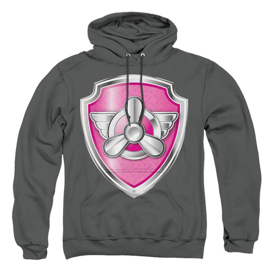 Paw Patrol Skye Badge Mens Hoodie Charcoal Officially Licensed