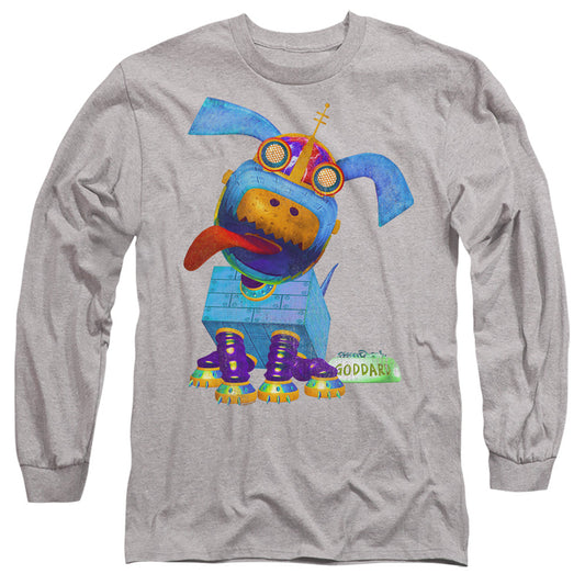Jimmy Neutron Goddard Neon Mens Long Sleeve Shirt Athletic Heather Officially Licensed
