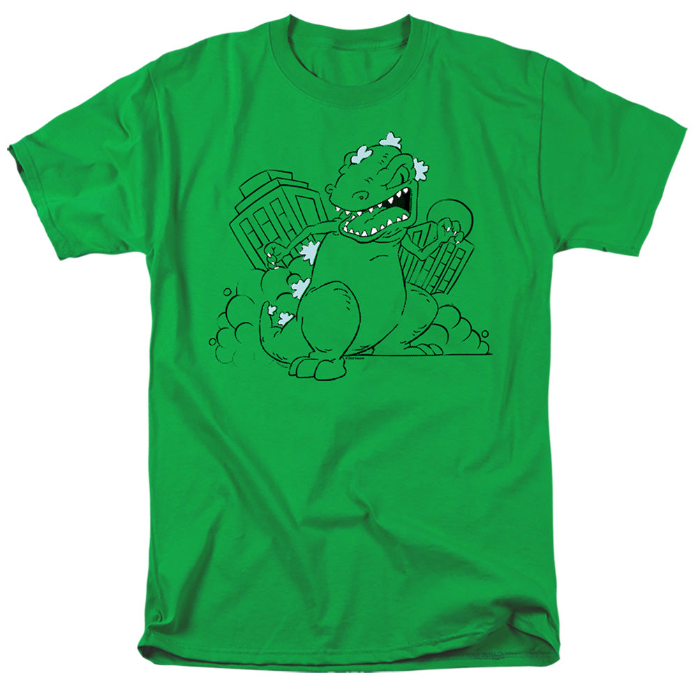 Rugrats Reptar Destroys City Mens T Shirt Kelly Green
