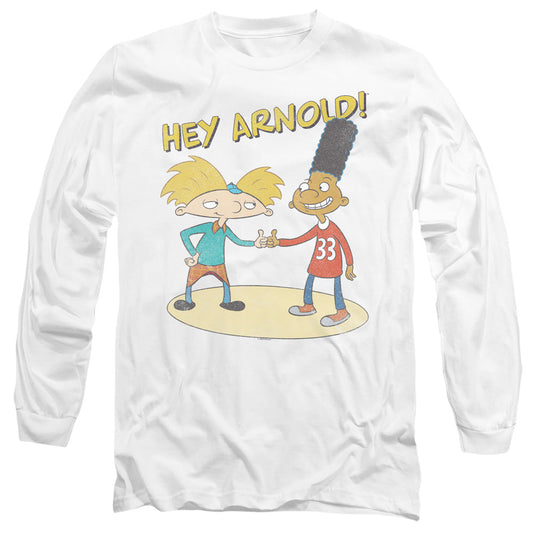 Hey Arnold And Gerald With Logo Mens Long Sleeve Shirt White Officially Licensed