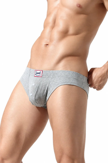 Men's Ribbed Briefs - Breathable  Solid Color Underwear