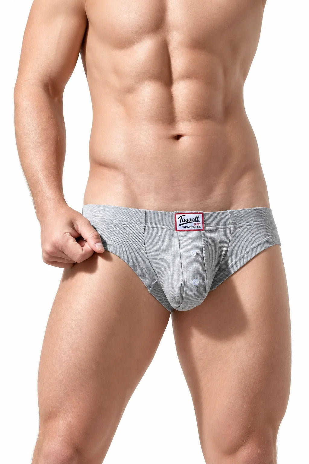 Men's Ribbed Briefs - Breathable  Solid Color Underwear