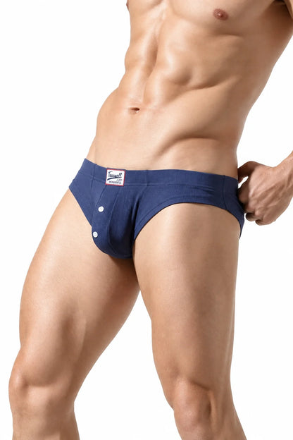Men's Ribbed Briefs - Breathable  Solid Color Underwear