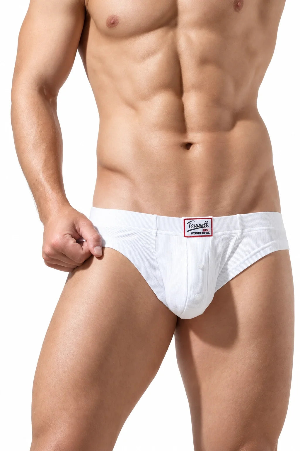Men's Ribbed Briefs - Breathable  Solid Color Underwear