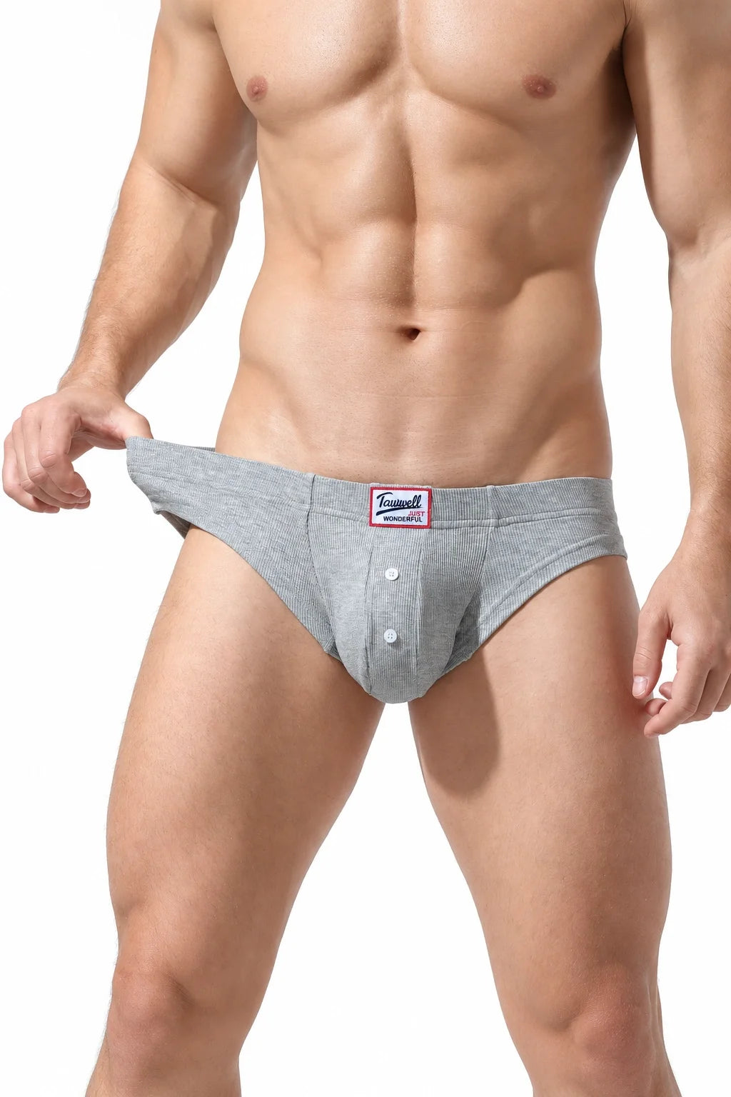 Men's Ribbed Briefs - Breathable  Solid Color Underwear