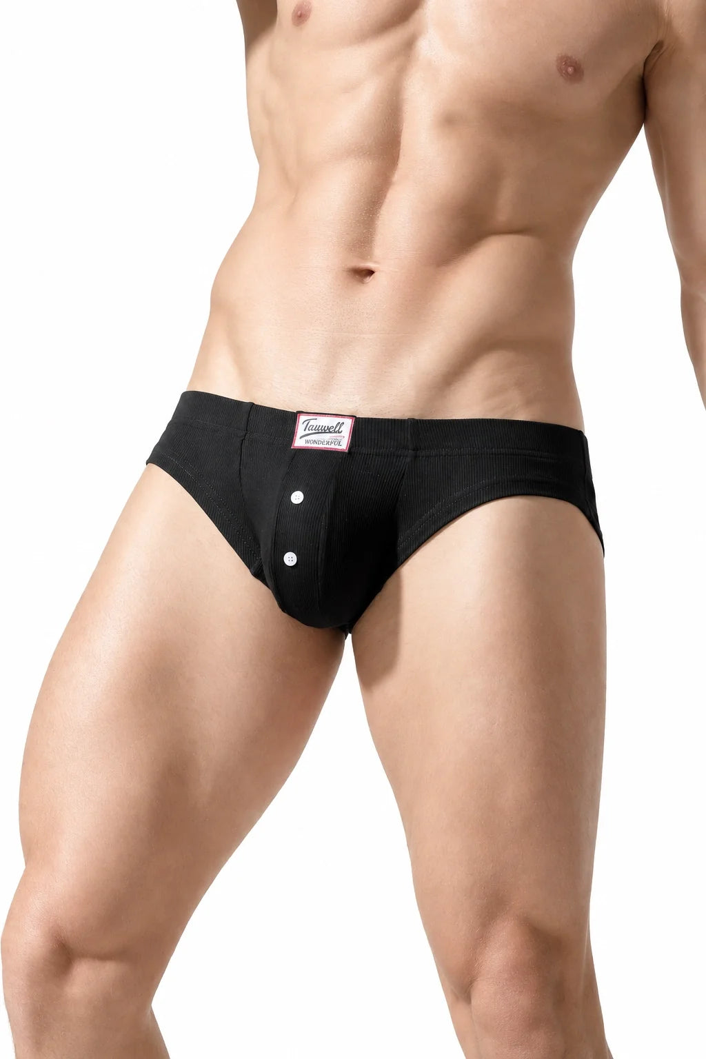 Men's Ribbed Briefs - Breathable  Solid Color Underwear