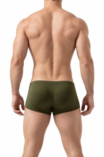 Men’s Cotton Boxer Briefs – Solid Color, Minimalist Style