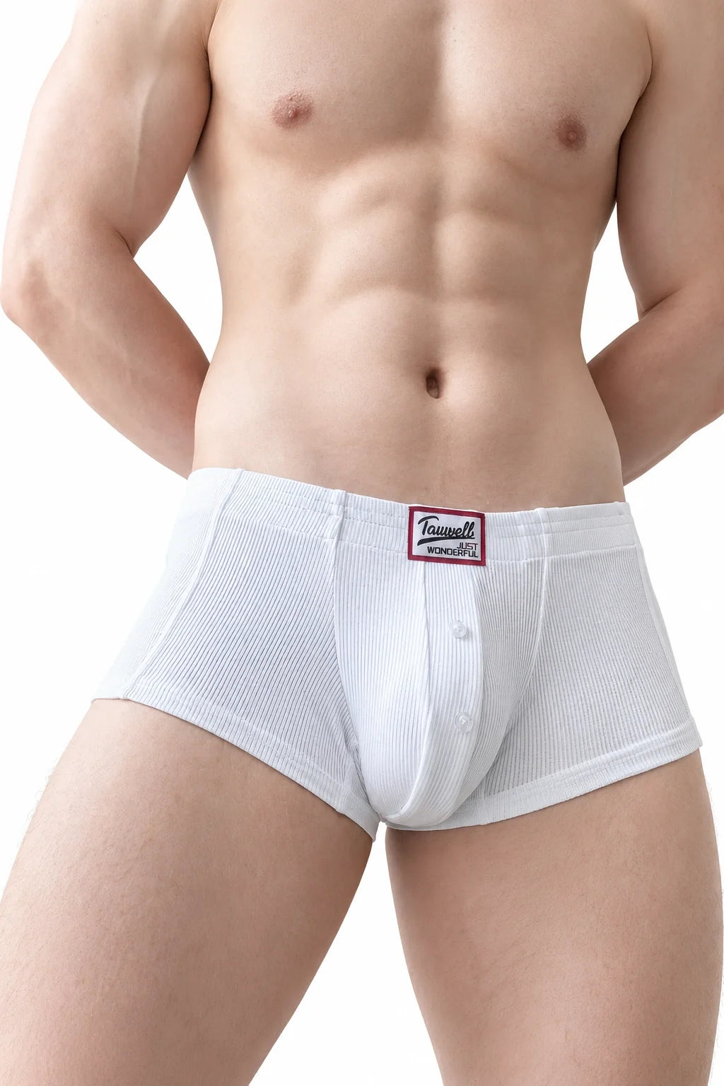 Men's Ribbed Boxer Briefs - Breathable  Solid Color Underwear