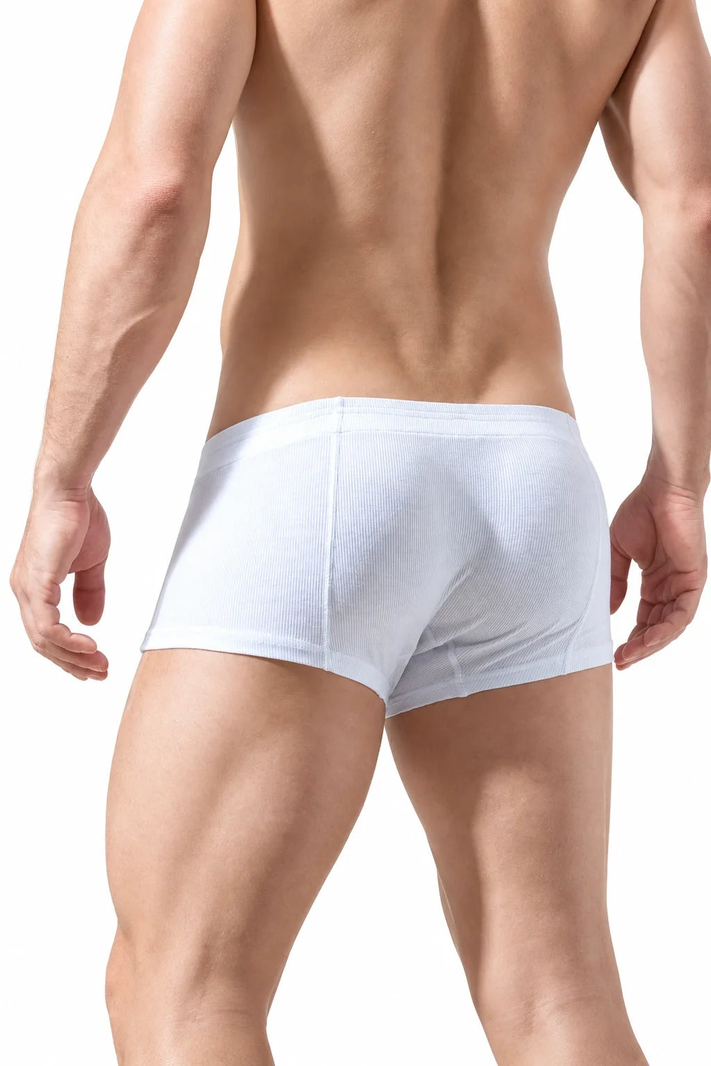 Men's Ribbed Boxer Briefs - Breathable  Solid Color Underwear