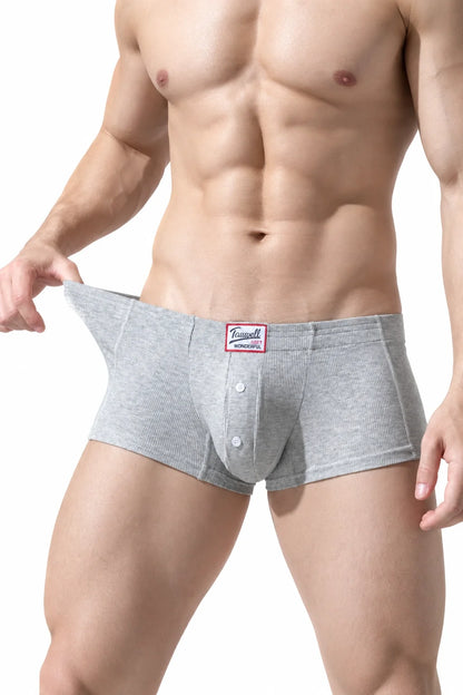 Men's Ribbed Boxer Briefs - Breathable  Solid Color Underwear