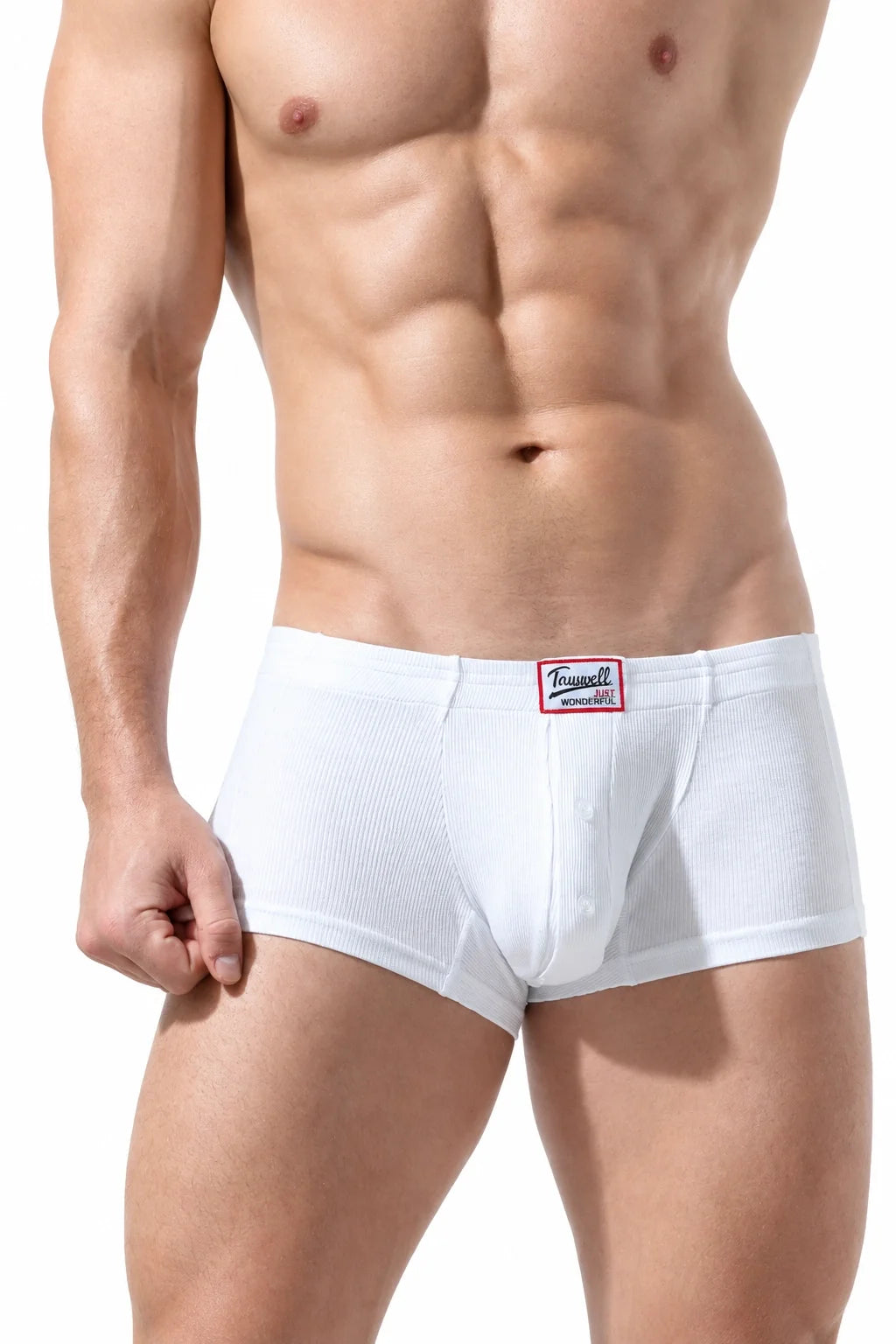 Men's Ribbed Boxer Briefs - Breathable  Solid Color Underwear