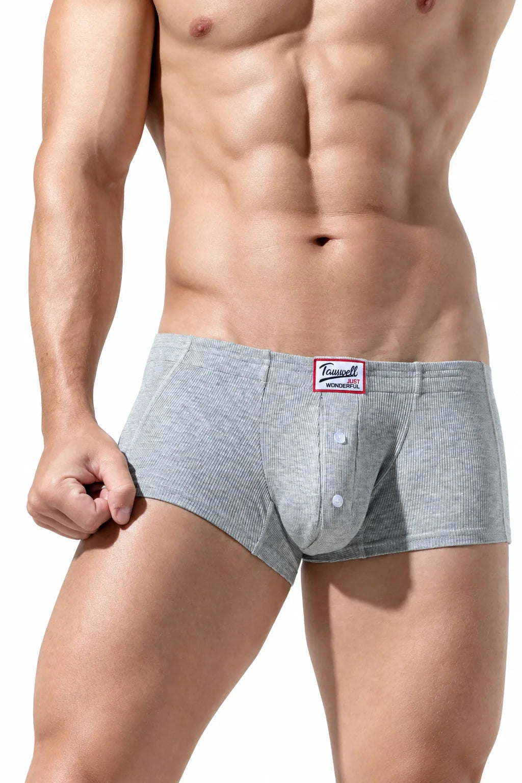 Men's Ribbed Boxer Briefs - Breathable  Solid Color Underwear