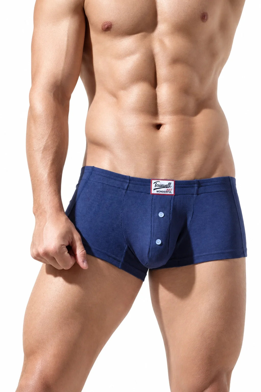 Men's Ribbed Boxer Briefs - Breathable  Solid Color Underwear