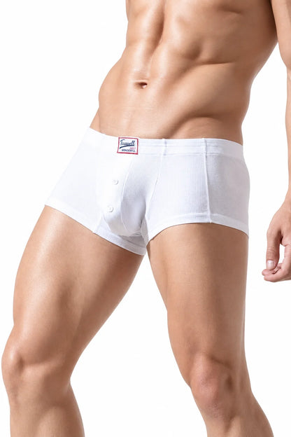 Men's Ribbed Boxer Briefs - Breathable  Solid Color Underwear
