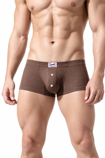 Men's Ribbed Boxer Briefs - Breathable  Solid Color Underwear