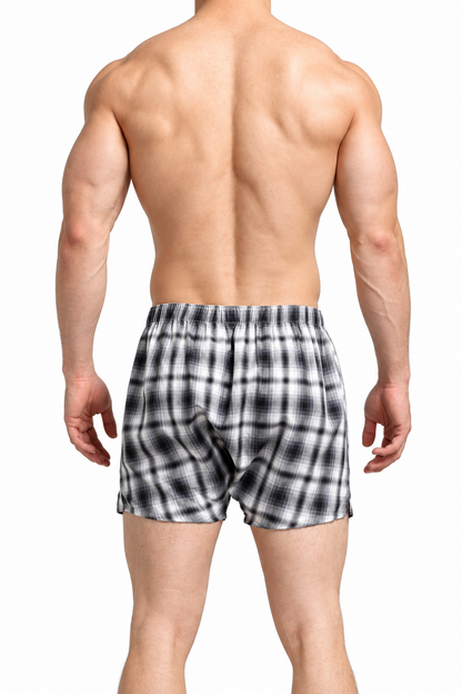 Men's Cotton Plaid Boxer Shorts
