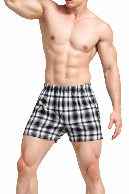 Men's Cotton Plaid Boxer Shorts