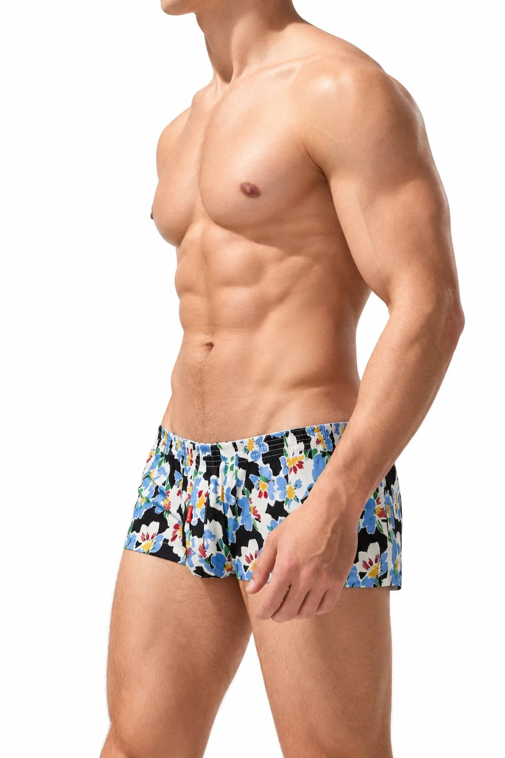 Men's Cotton Boxer Briefs - Botanical Print Breathable Underwear