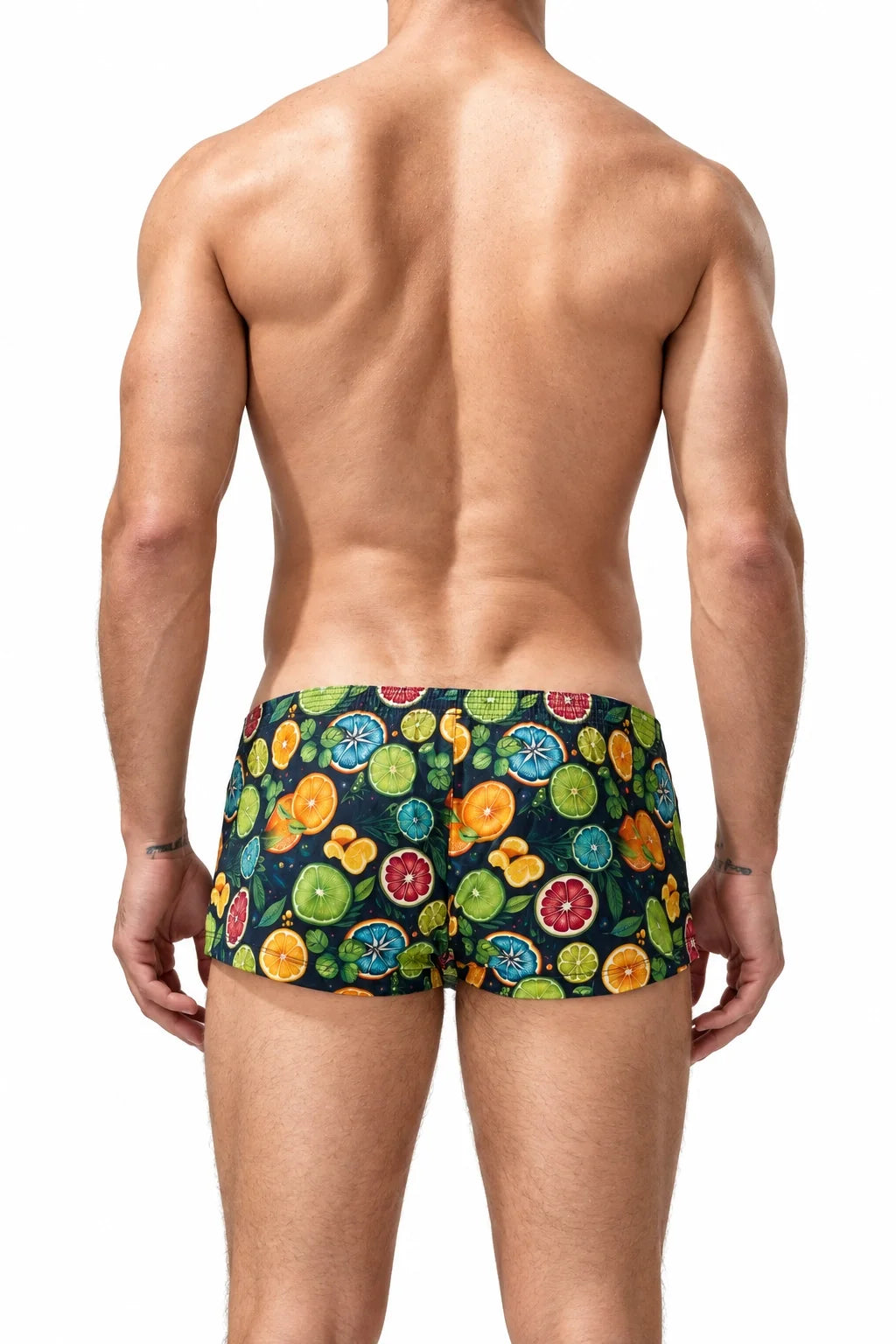 Men's Cotton Boxer Briefs - Botanical Print Breathable Underwear