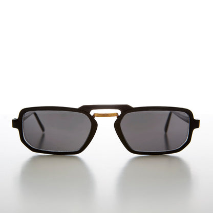 Unique 90s Rectangular New Wave Sunglass - Noir