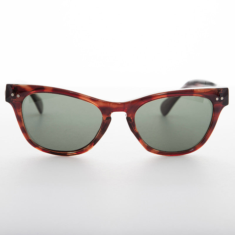 Horn Rim Rectangular Vintage Sunglass with Glass Lens - Norma Jean