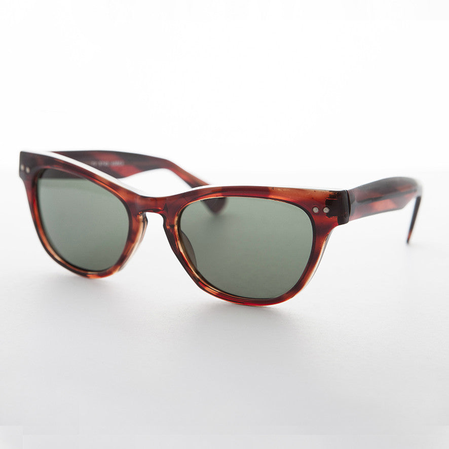 Horn Rim Rectangular Vintage Sunglass with Glass Lens - Norma Jean