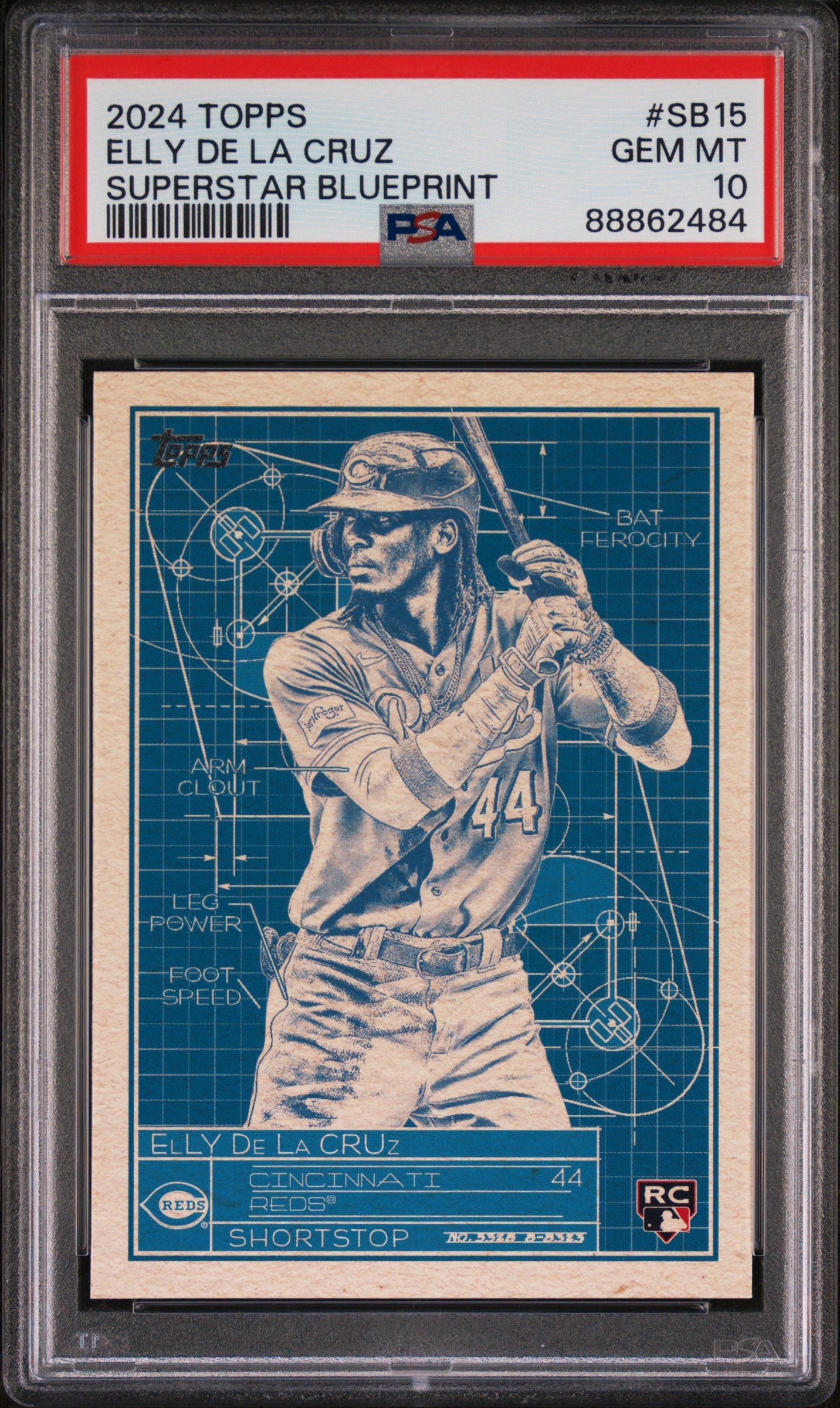 Graded 2024 Topps Elly De La Cruz #SB15 Superstar Blueprint Rookie RC Baseball Card PSA 10 Gem Mint