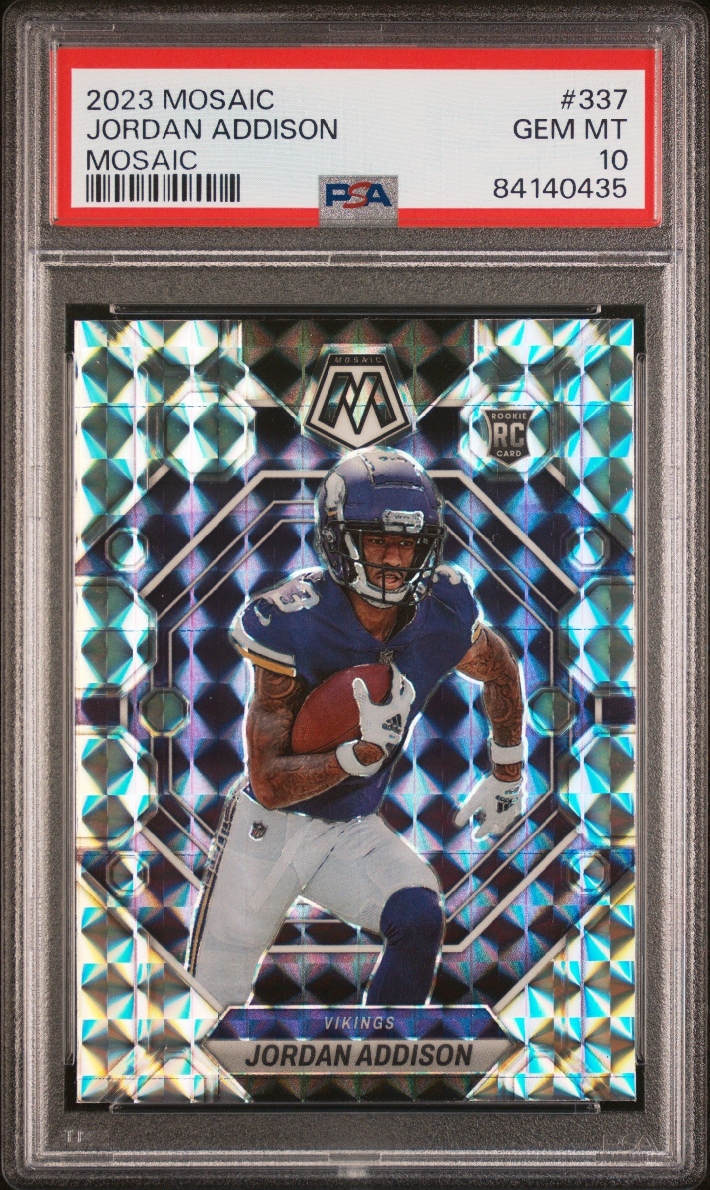 Graded 2023 Panini Mosaic Jordan Addison #337 Mosaic Rookie RC Football Card PSA 10 Gem Mint