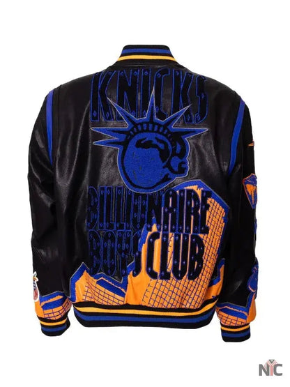 NY Knicks 2025 Billionaire Boys Club Leather Jacket