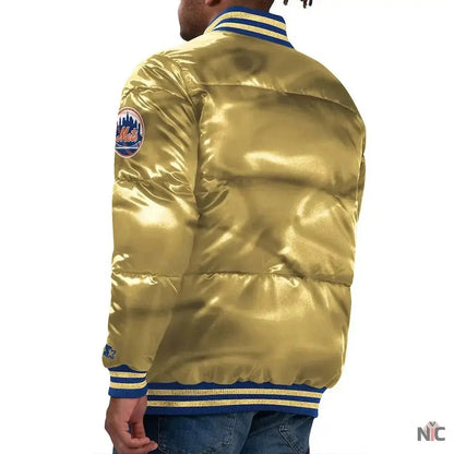 NY Mets Cooperstown Collection Bronx Puffer Satin Jacket