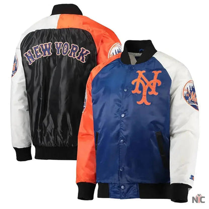 NY Mets Raglan Full-Snap Satin Jacket