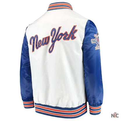 NY Mets The Legend Blue and White Satin Jacket
