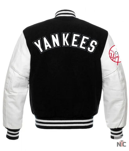 NY Yankees Black and White Varsity Jacket
