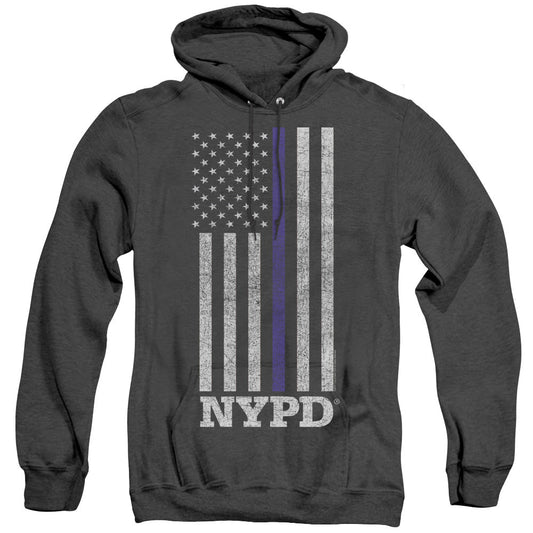 New York City Thin Blue Line Heather Mens Hoodie Black