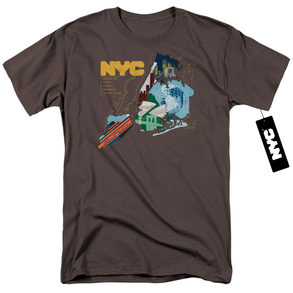 New York City Five Boroughs Mens T Shirt Charcoal Officially Licensed
