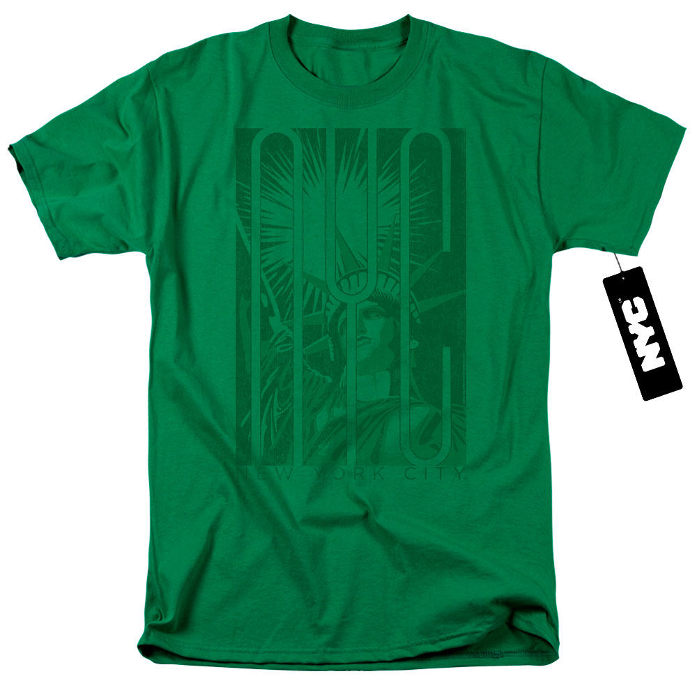 New York City Liberty Mens T Shirt Kelly Green Officially Licensed