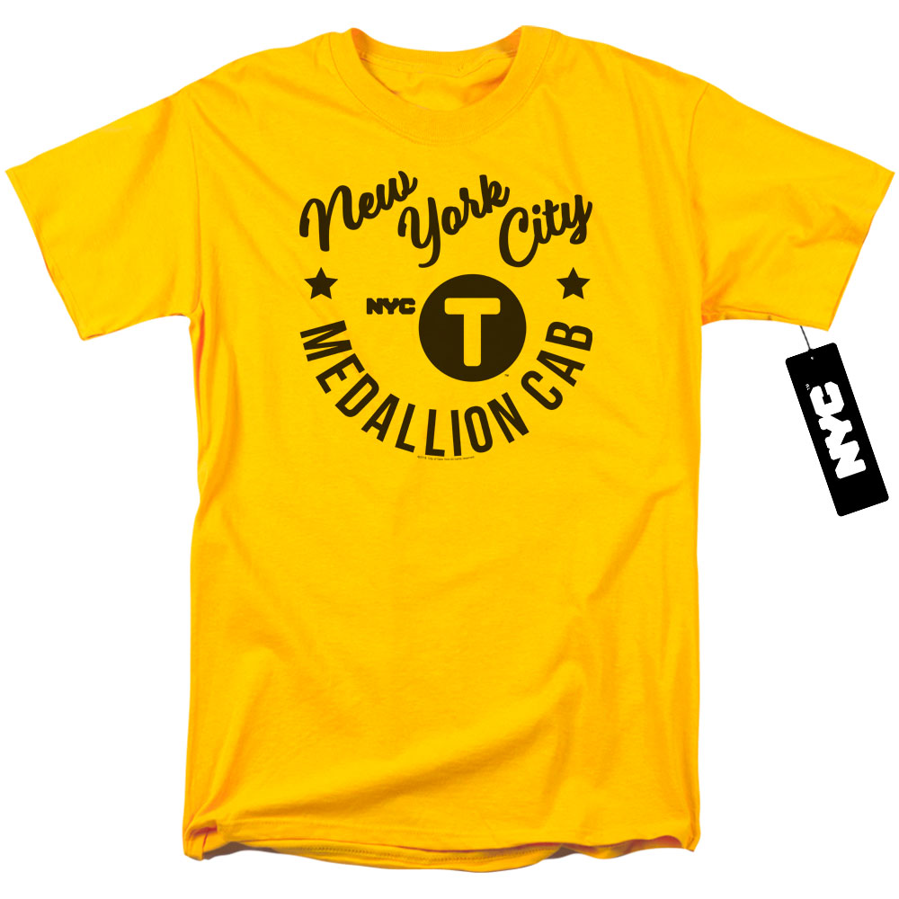 New York City Nyc Hipster Taxi Tee Mens T Shirt Yellow Officially Licensed