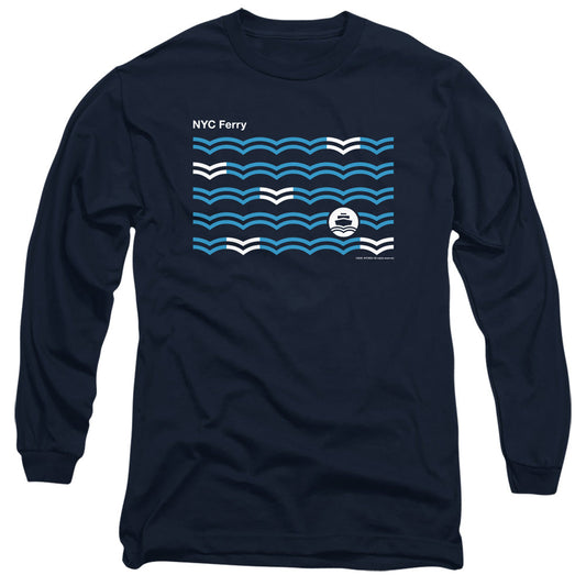 New York City Waves Mens Long Sleeve Shirt Navy Officially Licensed